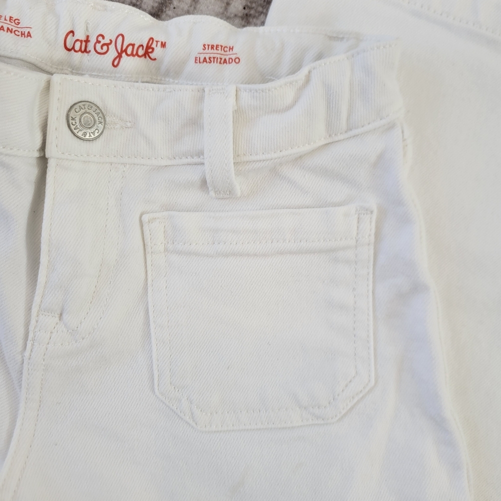 Cat & Jack Girls Wide Leg White Jeans Adjustable Waist Size 8 - Picture 5 of 7